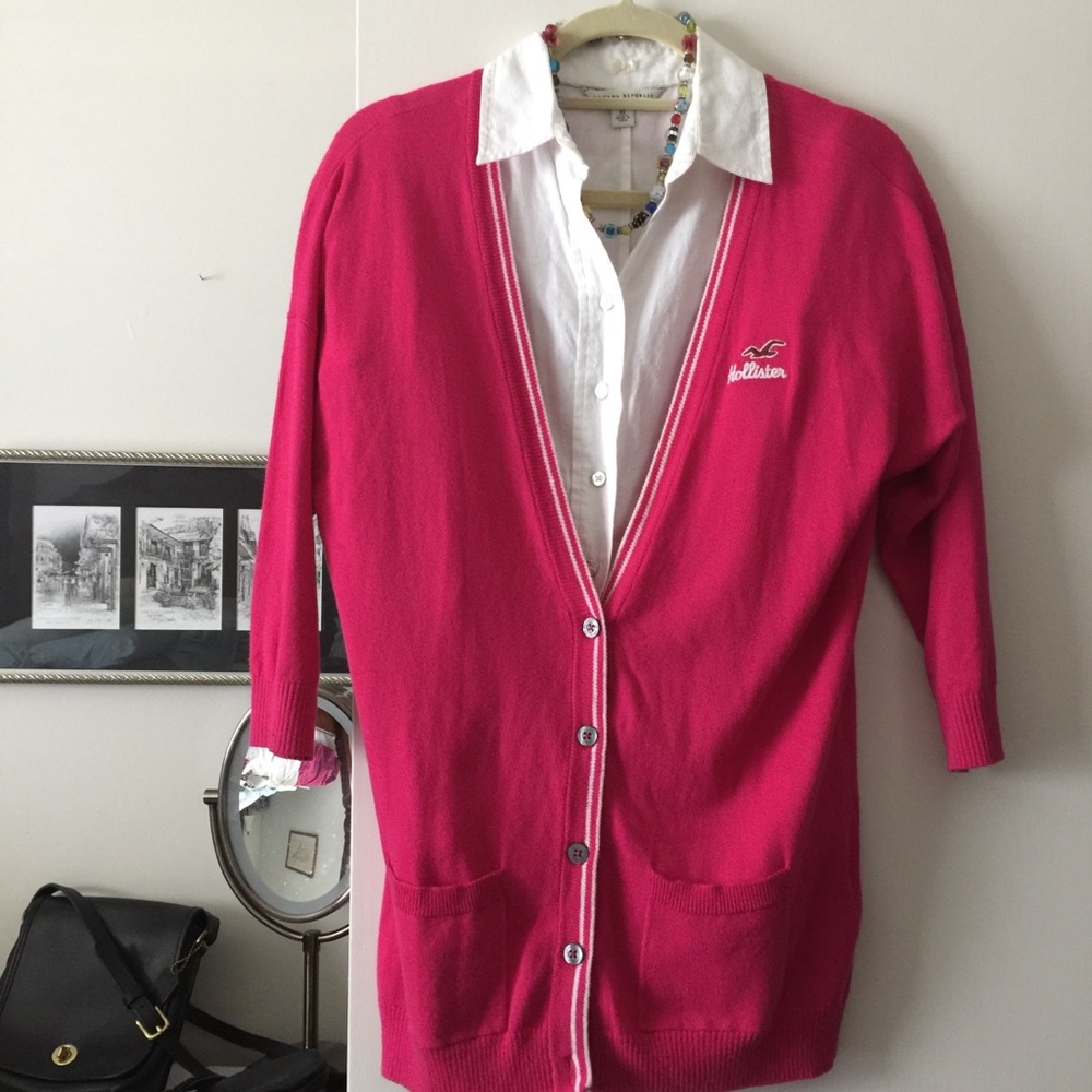 DONATED Hollister cardigan in hot pink, size large